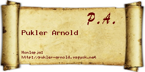 Pukler Arnold névjegykártya